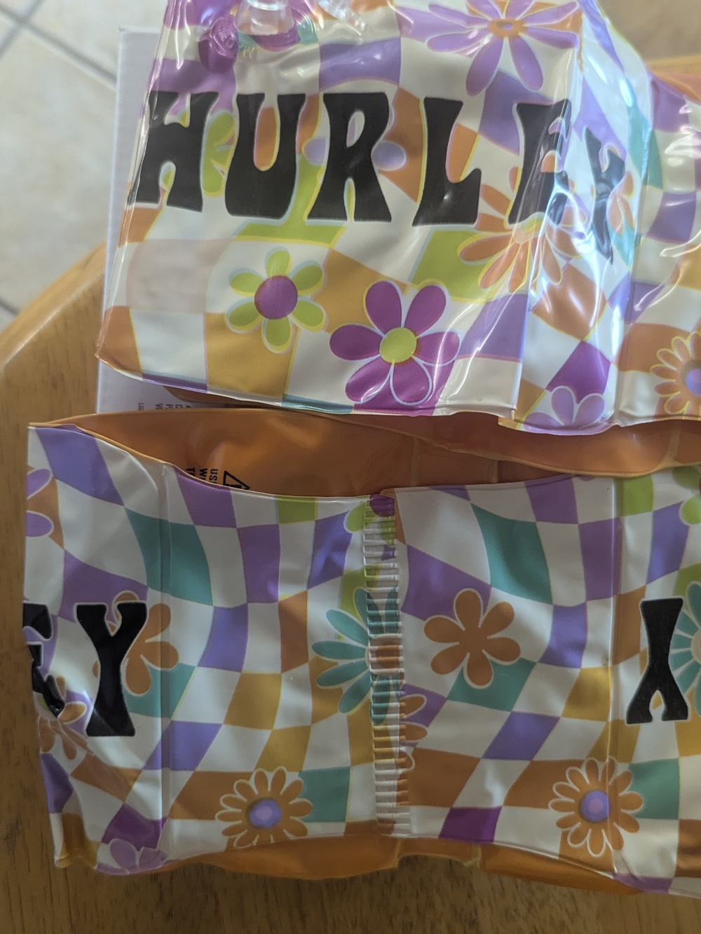 Hurley Multi-Color Floral Checkerboard Inflatable Arm Bands
